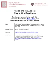Hesiod and the Ancient Biographical Traditions
