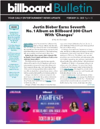 Justin Bieber Earns Seventh No. 1 Album on Billboard 200 Chart With