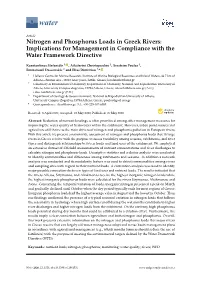 Nitrogen and Phosphorus Loads in Greek Rivers: Implications for Management in Compliance with the Water Framework Directive
