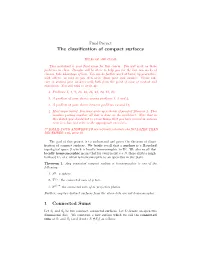 The Classification of Compact Surfaces 1 Connected Sums