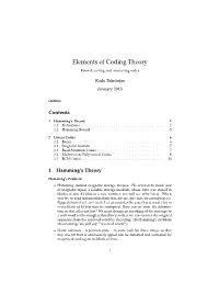 Elements of Coding Theory Error-Detecting and -Correcting Codes