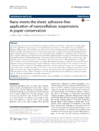 Nano Meets the Sheet: Adhesive-Free Application of Nanocellulosic