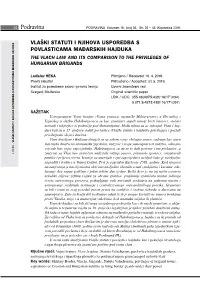 The Vlach Law and Its Comparison to the Privileges of Hungarian Brigands