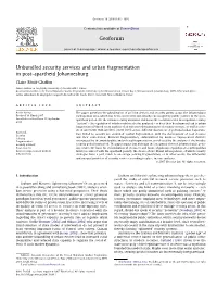 Unbundled Security Services and Urban Fragmentation in Post-Apartheid Johannesburg