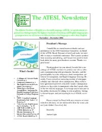 ATESL Newsletter December 2006 a Glimpse of Currents Under Currents