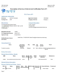 Description of Services Ordered and Certification Form 471 FCC Form