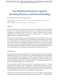 Fast Hebbian Plasticity Explains Working Memory and Neural Binding