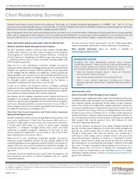 JP Morgan Investment Management Inc. | Client Relationship Summary