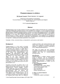 Photodermatoses in Children