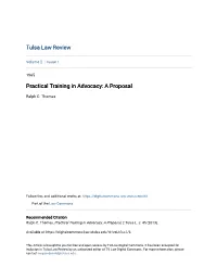 Practical Training in Advocacy: a Proposal