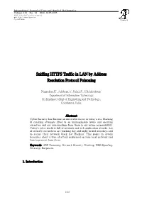 Sniffing HTTPS Traffic in LAN by Address Resolution Protocol Poisoning