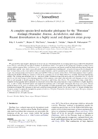 A Complete Species-Level Molecular Phylogeny For