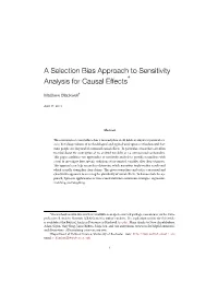 A Selection Bias Approach to Sensitivity Analysis for Causal Effects*