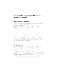 Aspects for Evaluating Acquired Elements of Information Systems