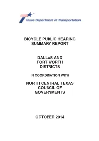Bicycle Public Hearing Summary Report