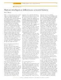 Human Intelligence Differences: a Recent History Ian J