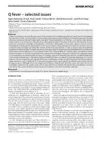 Q Fever – Selected Issues