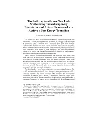The Pathway to a Green New Deal: Synthesizing Transdisciplinary Literatures and Activist Frameworks to Achieve a Just Energy Transition