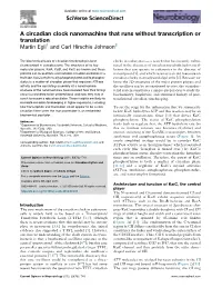 A Circadian Clock Nanomachine That Runs Without Transcription Or Translation