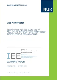 Cooperation Across Cultures: an Analysis of Intercultural Competence in Development Organizations