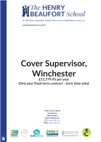 Cover Supervisor, Winchester £12,779.45 Per Year (One Year Fixed Term Contract - Term Time Only)