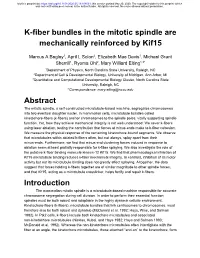 K-Fiber Bundles in the Mitotic Spindle Are Mechanically Reinforced by Kif15