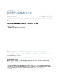 Miracles As Evidence for the Existence of God