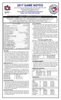 2017 Game Notes