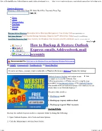 How to Backup&Restore Outlook Express Emails,Addressbook,Mail