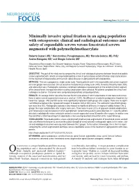 Minimally Invasive Spinal Fixation in an Aging Population with Osteoporosis