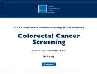 (NCCN Guidelines®) Colorectal Cancer Screening