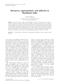 Resources, Representation, and Authority in Jharkhand, India