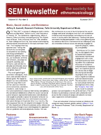 SEM Newsletter Ethnomusicology Volume 51, Number 3 Summer 2017