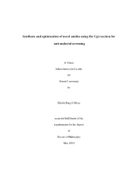 Synthesis and Optimization of Novel Amides Using the Ugi Reaction For