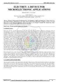 Electret: a Device for Microelectronic Applications