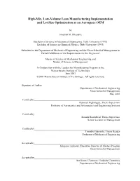 High-Mix, Low-Volume Lean Manufacturing Implementation and Lot Size Optimization at an Aerospace OEM