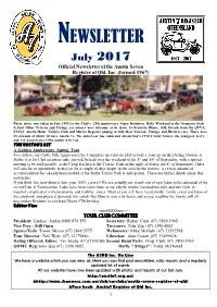 NEWSLETTER July 2017 Official Newsletter of the Austin Seven Register of Qld