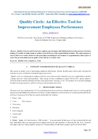 Quality Circle: an Effective Tool for Improvement Employees Performance