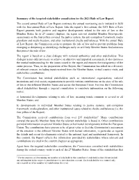 Summary of the Targeted Stakeholder Consultation for the 2021 Rule of Law Report. the Second Annual Rule of Law Report Continues