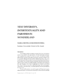 Text Diversity, Intertextuality and Parodies in Wonderland