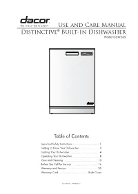 Use and Care Manual Distinctive® Built-In Dishwasher Model DDW24S