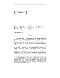 Articles Reconceptualizing the Theory of the Firm