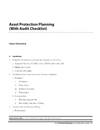 Asset Protection Planning (With Audit Checklist)