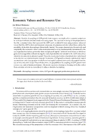 Economic Values and Resource Use