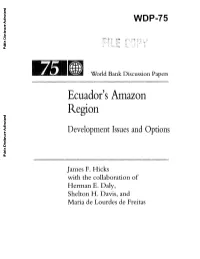 Ecuador's Amazon Region : Development Issues and Options / James F