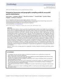 Species Limits and Taxonomy in Birds