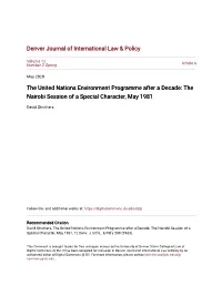The United Nations Environment Programme After a Decade: the Nairobi Session of a Special Character, May 1981