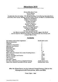 Attractions 2019 (Please Note Correct at Time of Printing – May Be Subject to Change)