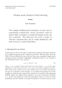Chaos and Chaotic Fluid Mixing