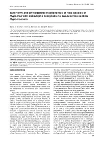 Taxonomy and Phylogenetic Relationships of Nine Species of Hypocrea with Anamorphs Assignable to Trichoderma Section Hypocreanum